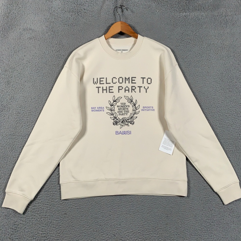 Citizens of Humanity BAWSI Crew Sweatshirt Women's Medium M Ecru Pullover Fleece